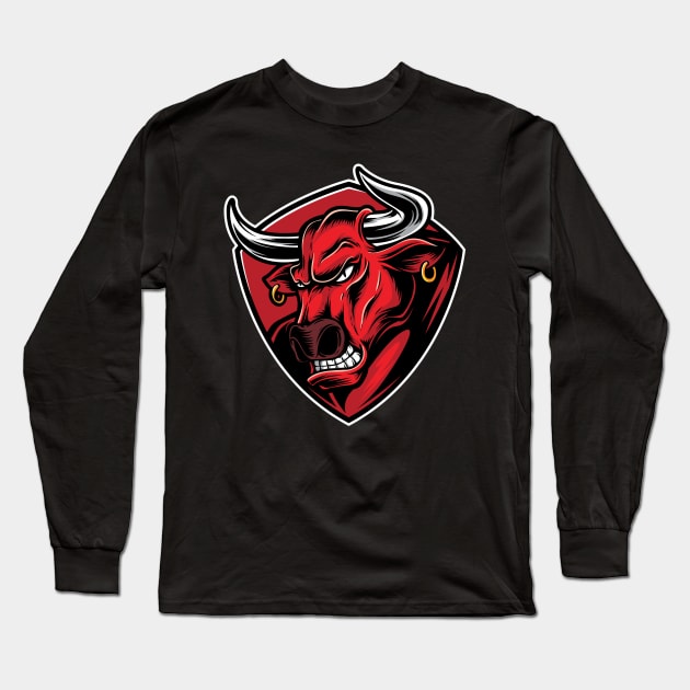 Raging Bull - Hip Bull - Angry Bull Long Sleeve T-Shirt by Printaha